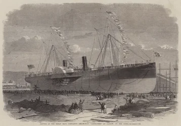 Varo della nave a vapore Connaught della Ocean Mail Company, a Jarrow, sul Tyne